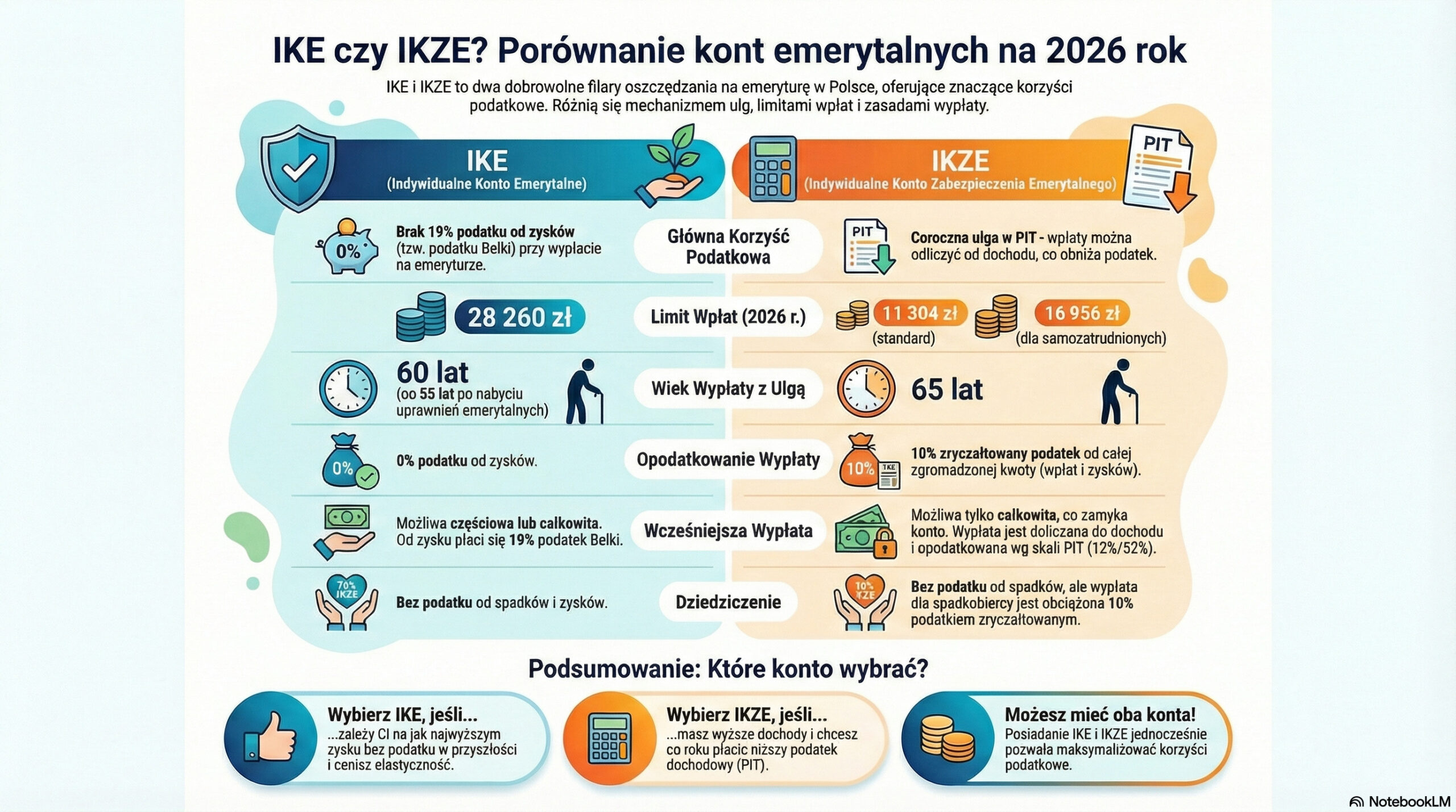 IKE czy IKZE? Porównanie 2026 - infografika